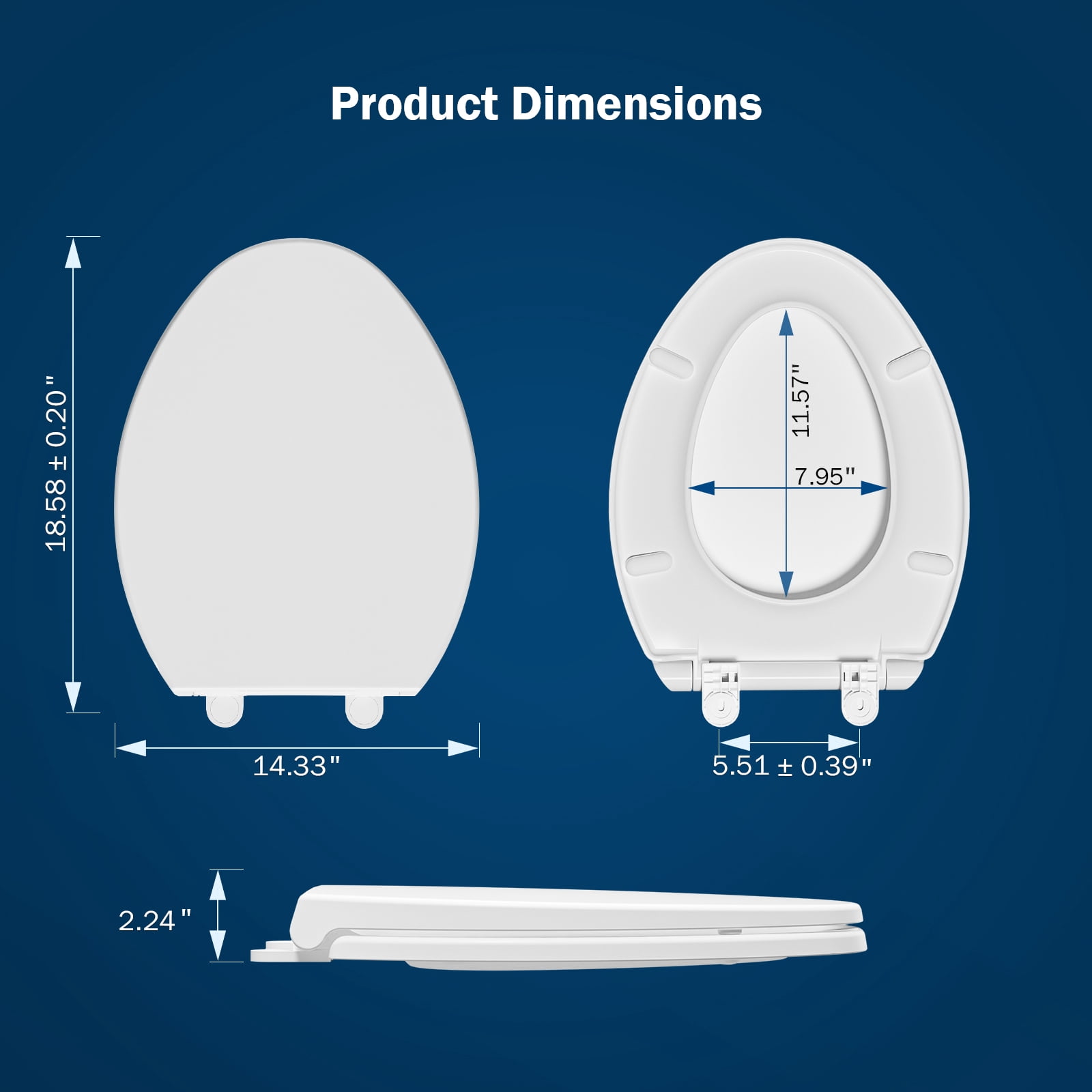 ROSYNEY Elongated Toilet Seat, Slow Close, Quick & Easy Installation, White