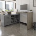 thumbnail image 3 of Bestar Equinox 56W L-Shaped Desk in walnut grey & slate, 3 of 7