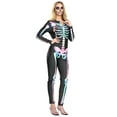 thumbnail image 3 of Seasons Women's Halloween Skeleton Costume, Double-Sided Colourful Pattern, Black Light Reactive, 3 of 9