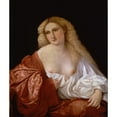 thumbnail image 2 of Palma Vecchio 20x23 Black Ornate Framed Double Matted Museum Art Print Titled: Portrait of a Woman Know as Portrait of a Courtsesan (1520), 2 of 5