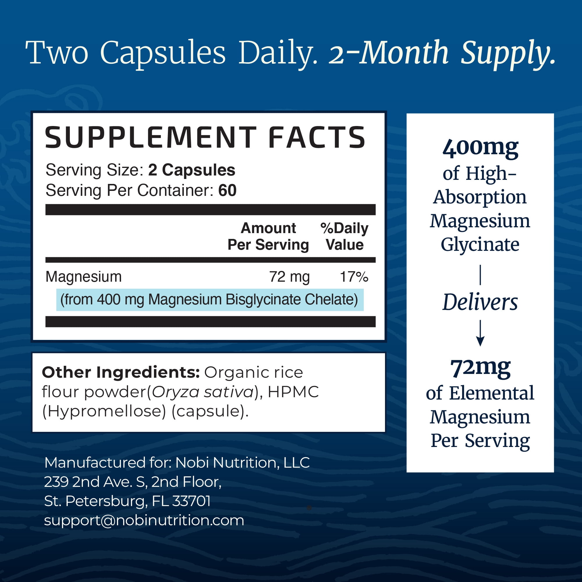 High Absorption Chelated Magnesium Glycinate Capsules, 400 mg, Flavorless, 120 Ct