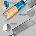 thumbnail image 3 of UniqueFire Nakiri Chef Knife 7 Inch Professional Cooking Knife \u2013 Damascus Steel Razor Sharp Kitchen Chef's Knives with Ergonomic Blue Resinwood Handle Cooking Knife with Gift Box, 3 of 8
