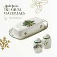 thumbnail image 5 of Spode Christmas Tree 3-Piece Hostess Set - Butter Dish with Lid, Salt Shaker, Pepper Shaker - Festive Earthenware for Christmas, Hanukkah, Holiday Entertaining - Dishwasher Safe Collectible Gift Set, 5 of 8