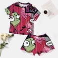 thumbnail image 4 of Invader Zim Comedy Summer Home Suit For Womens Short-Sleeved Pajama Set 2pcs Loungewear Soft Sleepwear T-Shirts Tee Shirt Top And Short Sleeping Pants, 4 of 8