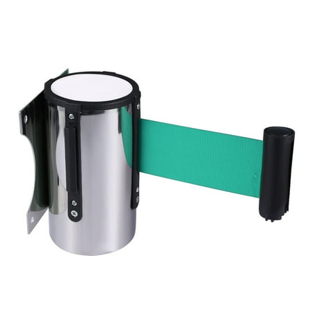 

1Pc 2M Stainless Steel Wall Mounted Telescopic Isolation Tape Fixed Against The Wall With Warning Tape Hanging Wall Railing Head Alarm Line(Green)