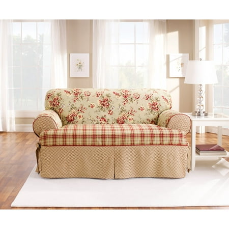 Sure Fit Lexington T-Cushion Sofa Slipcover, Red (Sure Fit Couch Covers Best Price)