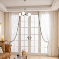 thumbnail image 2 of White Sheer Curtains with Tassel, Light Filterting Window Drapes with Hooks, Pinch Pleated Curtains for Bedroom Home, 2 Panels(45Wx84L, Green), 2 of 16