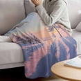 thumbnail image 3 of Pink Winter Landscapes Blanket Soft Cozy Warm Throw Blanket for Couch, Plush Fuzzy Flannel Fleece Blankets for Sofa, Nature Snow Forest Sunset Bed Blankets Lightweight Gifts for Women, 50"x60", 3 of 9