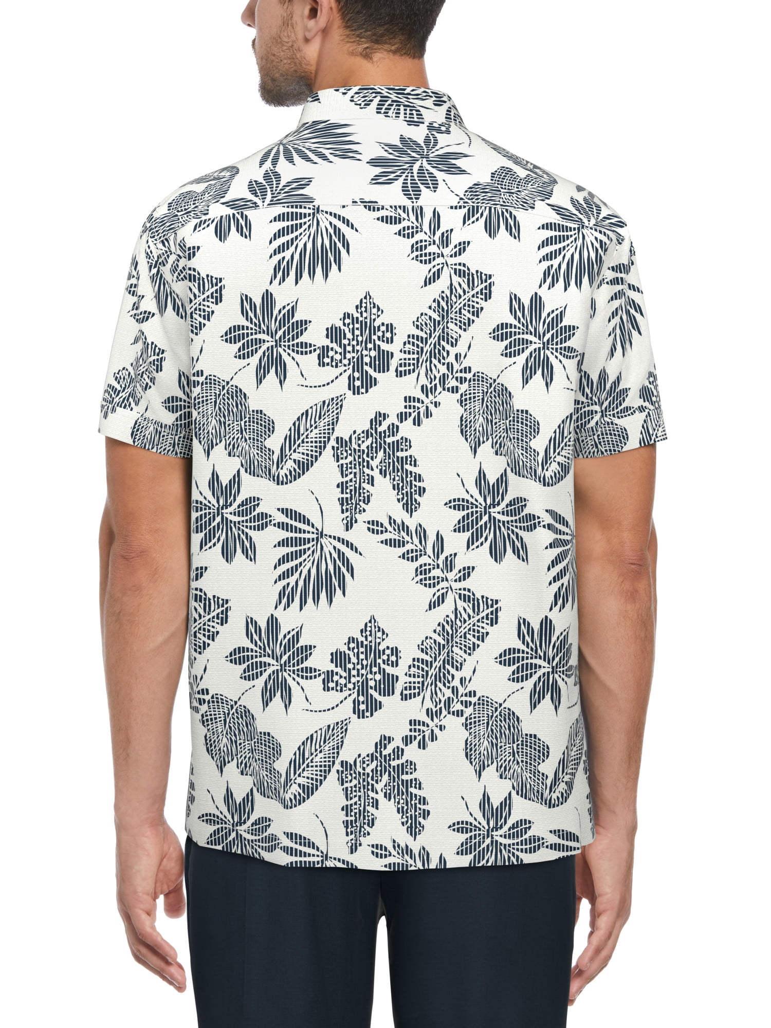 Cafe Luna Men’s Striped Tropical Print Short Sleeve Shirt, up to Size 5XL