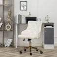 thumbnail image 4 of Adjustable PU Leather White Tufted Leisure Chrome Nail Head Trim Upholstery Home Office Chair, 4 of 8
