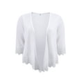 thumbnail image 4 of DARING DIVA Plus Size Open Front Trim Cardigan 3/4 Sleeve High Low Hem 2X White, 4 of 5