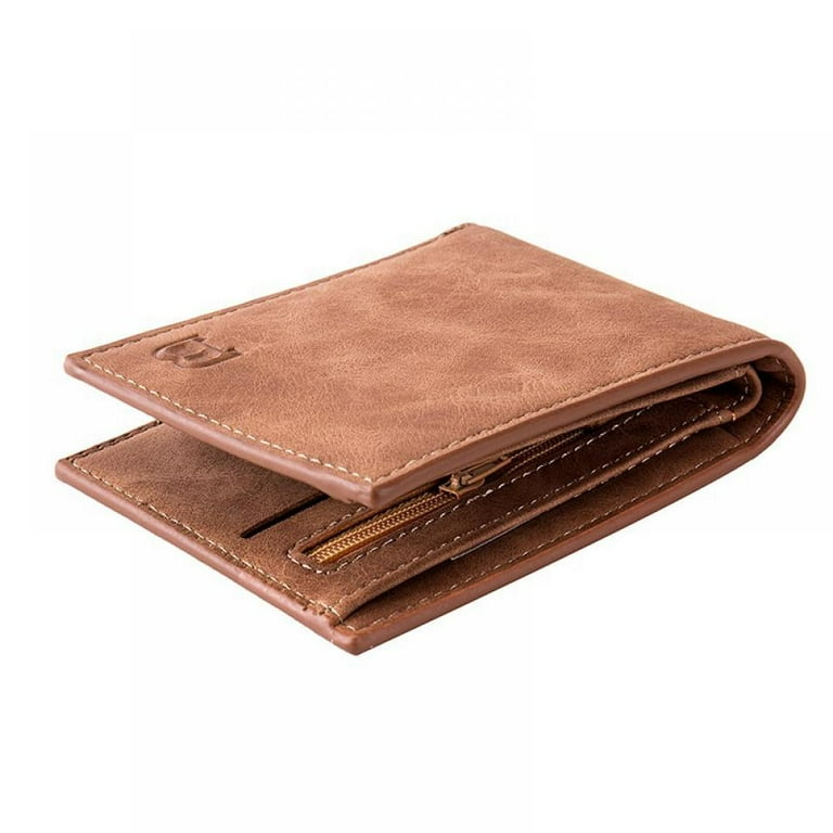 Kernelly Men's Wallets Zipper Small Male Money Purse Brand Designer Coin Bag Wallet Card Holder Slim Purse Money Wallet Brown, Size: One Size