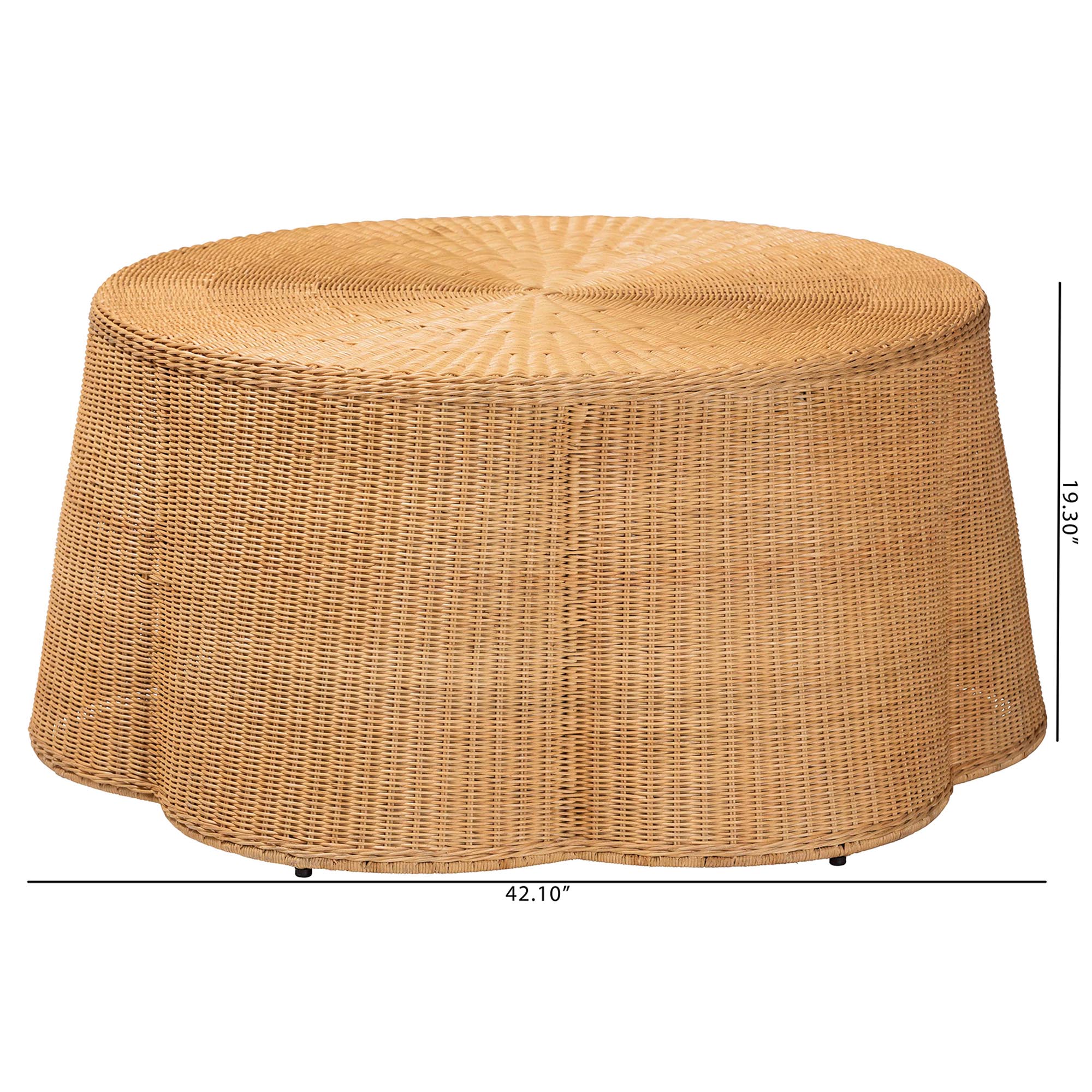 bali & pari Palm Boho Coffee Table, Natural Rattan, Honey