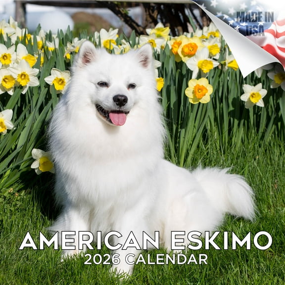 2025 2026 American Eskimo Calendar- Dog Breed Monthly Wall Calendar - Made In USA - 12 x 24 (Open) - Planner Calendar for Organizing & Planning