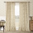thumbnail image 1 of Cortinas de lino con estampado floral marrón tostado, 240 x 245 cm, 2 paneles, 1 of 9