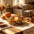 thumbnail image 4 of FeiFu Fall Candle Ring Wreath Artificial Sunflower Pumpkin Maple Leaves Centerpiece for Pillar Candle Holders Autumn Harvest Table Decor Home Party Thanksgiving Corona de Vela de Otoño, 4 of 6