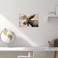 thumbnail image 2 of ZHONGYUTONG Large Moose Wall Art Wildlife Canvas Pictures Rustic Forest Wilderness Animal Painting Elmer Moose Artwork for Home Cabin Wall Decor Frame (16.00" x 24.00"), 2 of 6