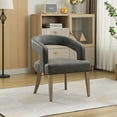 thumbnail image 3 of Modern Gray PU Accent Chair - 25.79" Barrel Chair with Solid Wood Legs for Dining Room, Living Room, or Bedroom Seating, 3 of 8