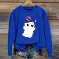 thumbnail image 2 of NMMUED Chandail d'Halloween pour Femmes, Chandails à Col Rond pour Femmes, Chandails d'Halloween pour Femmes, Hauts d'Entraînement pour Femmes, Chandail à Col Rond d'Halloween, T-Shirts à Manches Longues pour Femmes, Bleu 3TG, 2 of 4