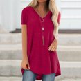 thumbnail image 2 of Fridja Femmes Mode Grande Taille Imprimer V Cou Manches Courtes T-shirt Blouse, 2 of 5