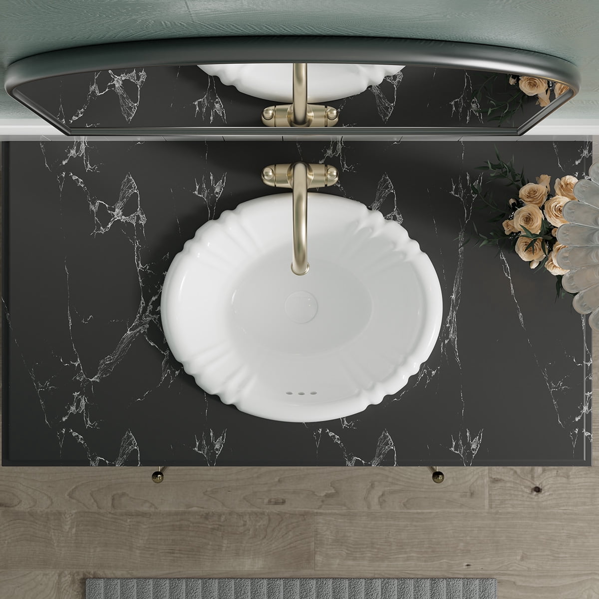 Oval Drop-in Bathroom Sink in White