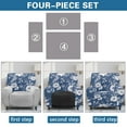 thumbnail image 6 of Xoenoiee Blue Daisy Flower Pattern Stretch Recliner Chair Covers, 4-Piece Soft Sofa Cover Couch Cover Jacquard Recliner Slipcover with Side Pockets, 6 of 7