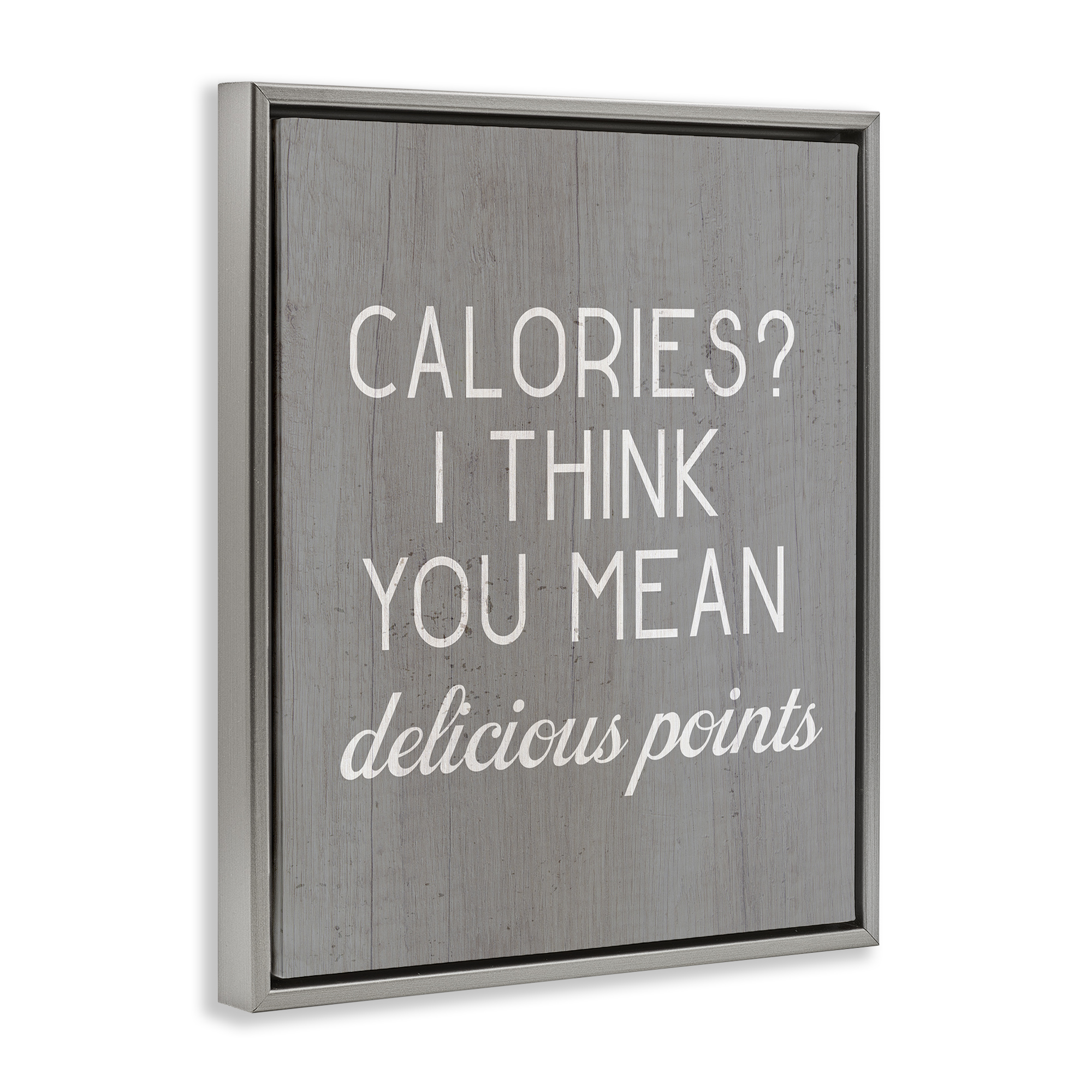 Stupell Industries Calories Delicious Points Food & Beverage Painting Gray Floater Framed Art Print Wall Art, 17 x 21