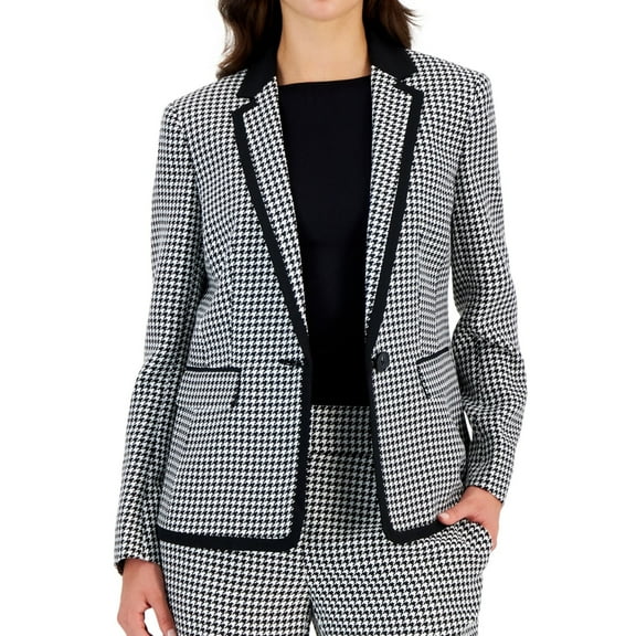 Kasper Womens Shoulder Padded One Button Blazer Jacket, White, Petite, 4P
