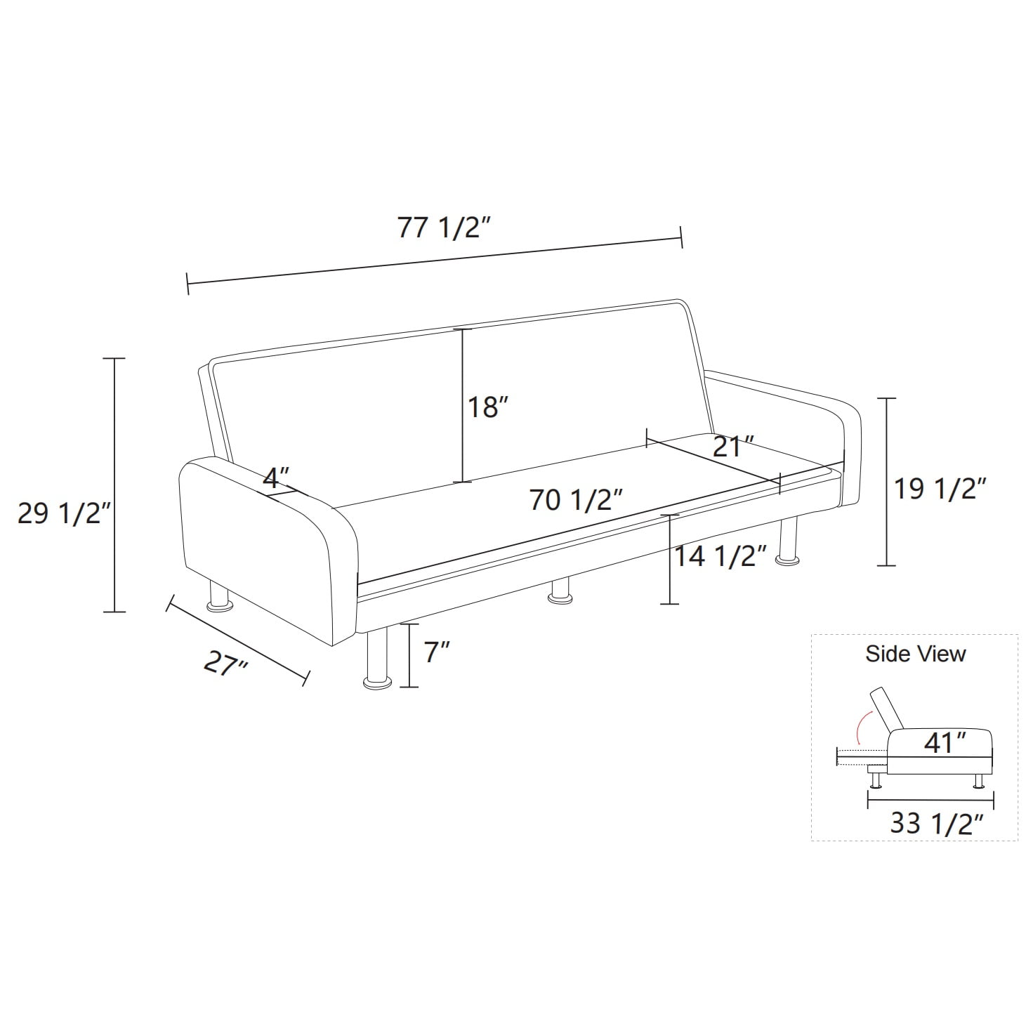 Futon Sofa Bed, Velvet Comfy Futon Couch Bed Convertible Sleeper Sofa with Adjustable Backrest, Off White