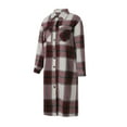 thumbnail image 2 of Seyurigaoka Women Juniors Shacket Casual Plaid Coat, Long Sleeve Lapel Outerwear with Pockets, 2 of 9