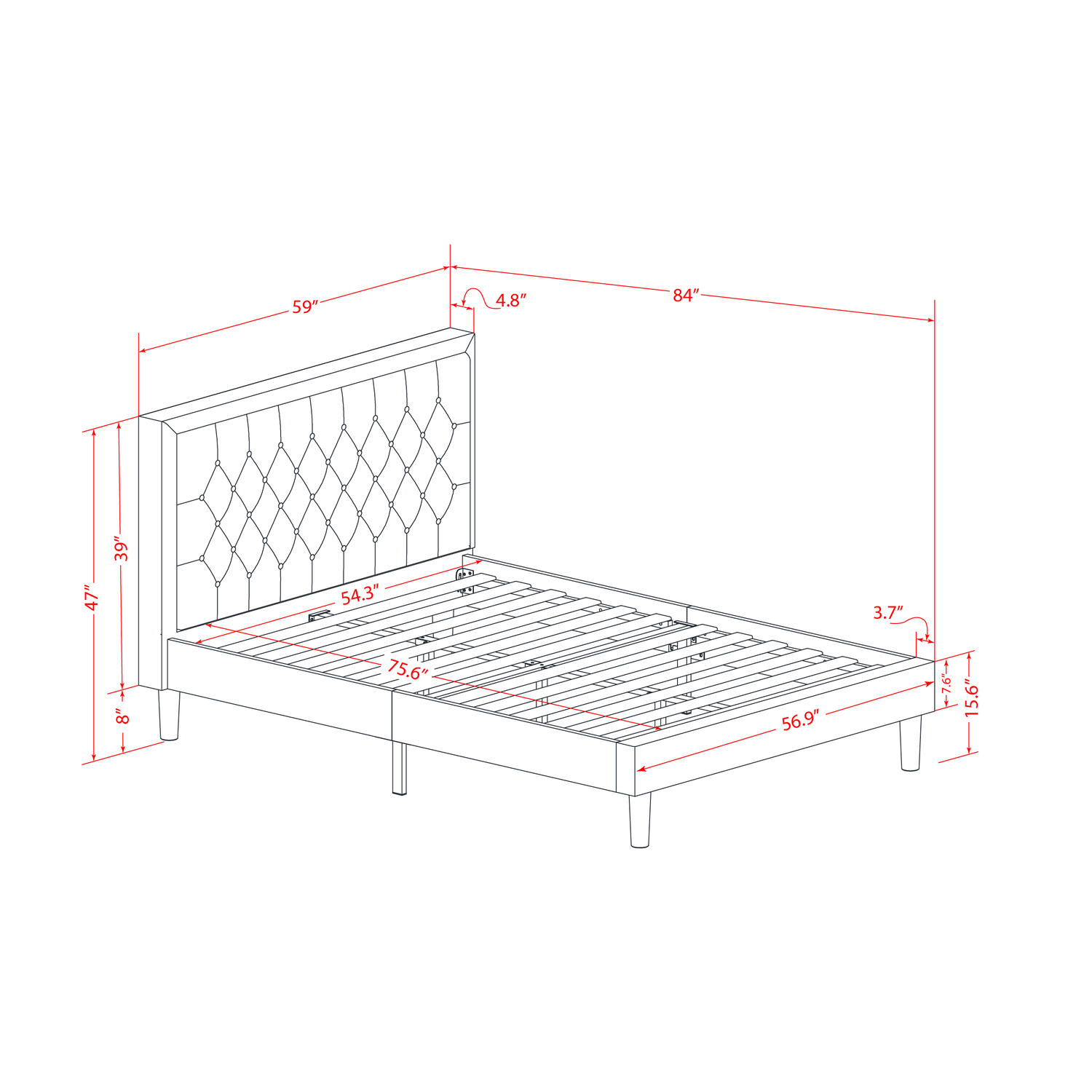 East West Furniture 2-piece Wood Platform Full Bedroom Set in Brown/Jacobean - image 4 of 5