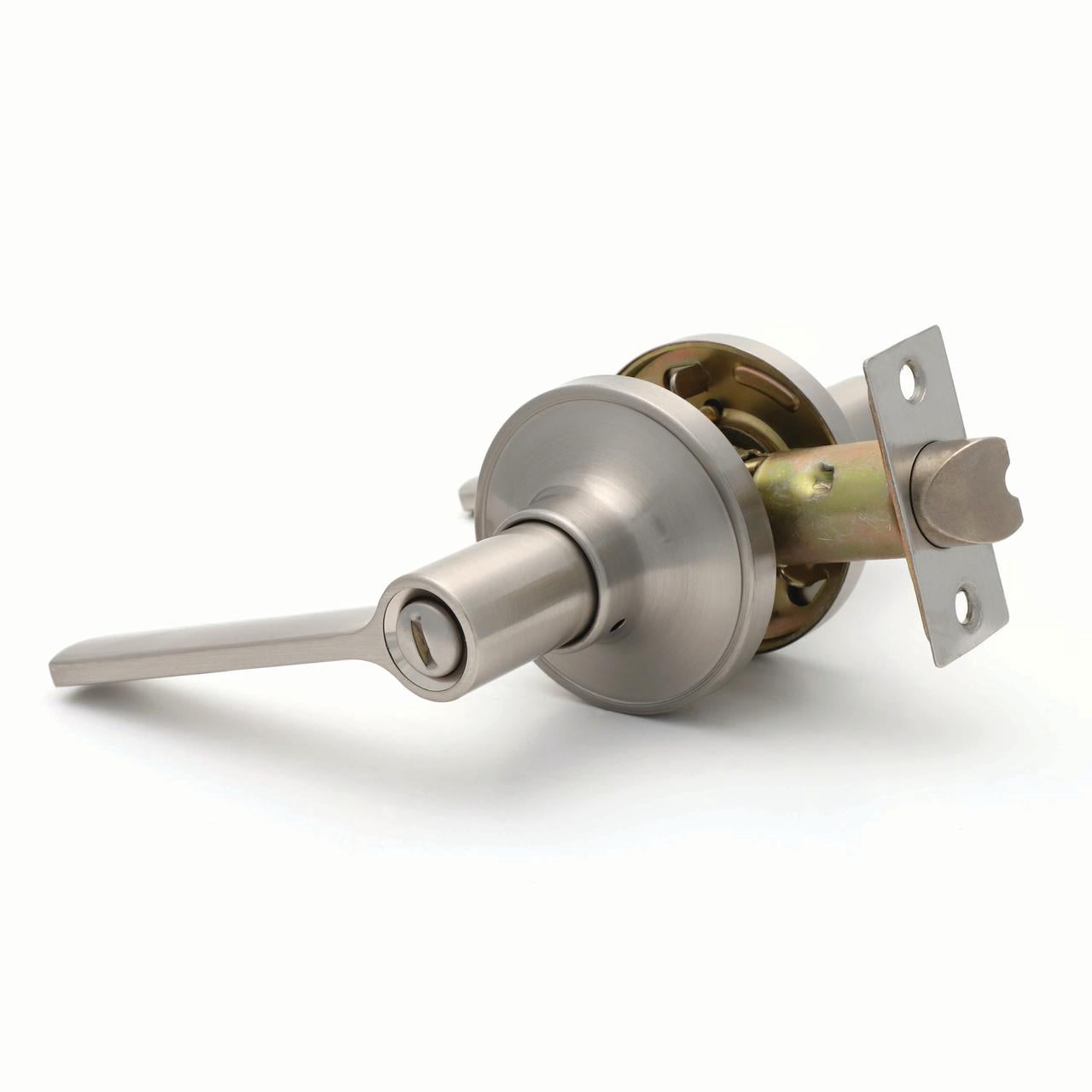 (2 pack) Hyper Tough Satin Nickel Privacy Door Lever with Round Rosette Model 1753102