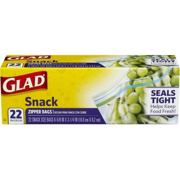 Glad Zipper Snack Food Storage Bags 22 ea