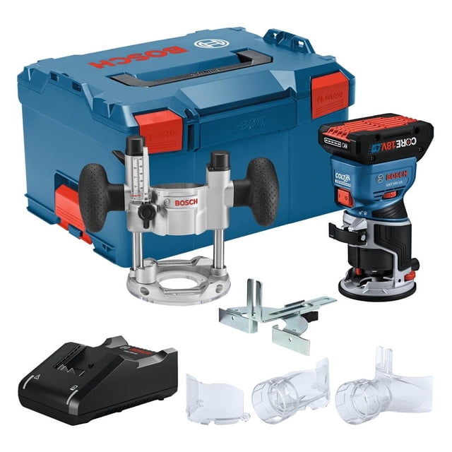 Kit de router Palm BOSCH GKF18V-25PL14 de 18 V con batería de 4 Ah