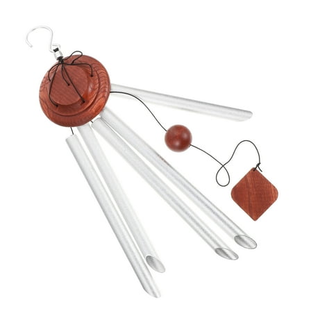 OUNONA  Metal Tube Wind Chimes Bell Outdoor Decor for outside Office Silver