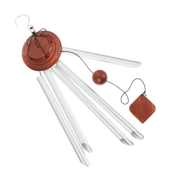OUNONA  Metal Tube Wind Chimes Bell Outdoor Decor for outside Office Silver