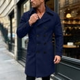 thumbnail image 2 of KeShDi Trench Coat for Men Double Breasted Lapel Long Sleeve Jacket Navy L, 2 of 7