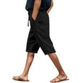 thumbnail image 1 of Women's Summer Solid Color Side Lace Hollow Lace Drawstring Pocket Casual Cropped Pants, 1 of 5