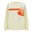 thumbnail image 4 of Womens Ghost Crewneck Sweatshirts Halloween Fake Two-Piece Sweat Shirts Long Sleeve Pullover Loose Fall Tops Pink, 5XL, 4 of 7