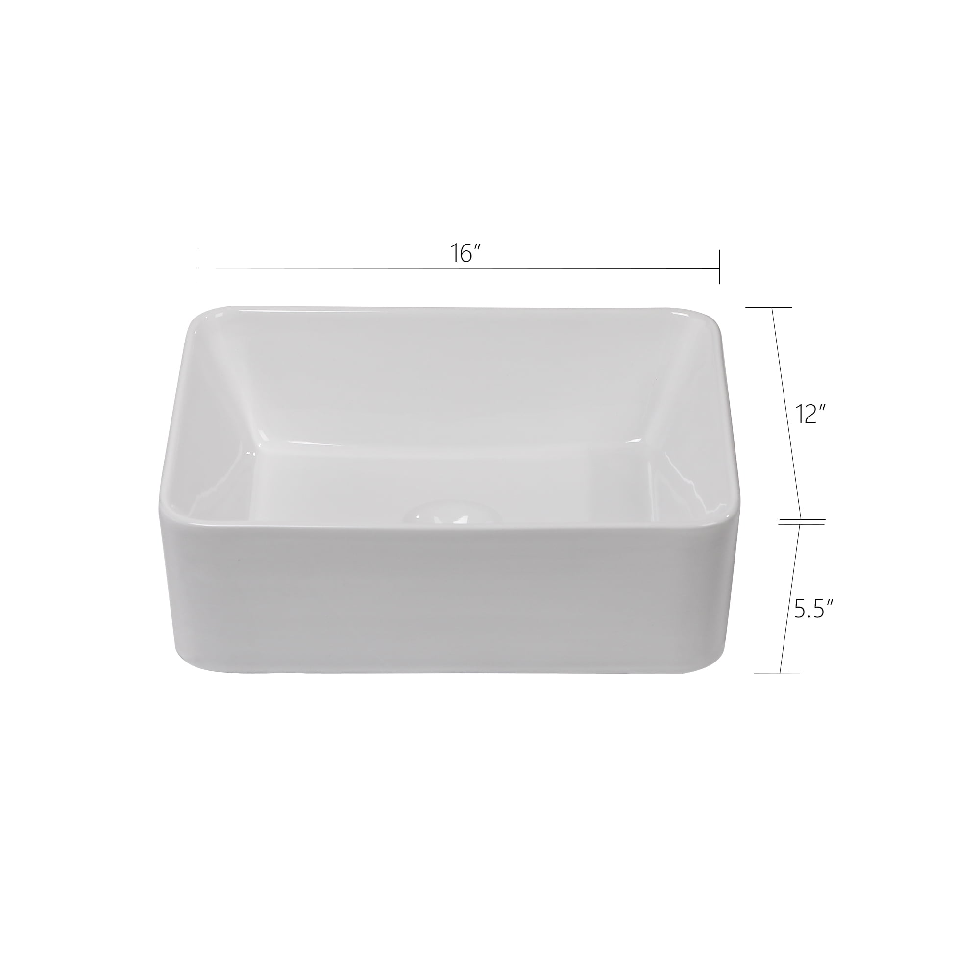Logmey 16 in. x 12 in. Bathroom Vessel Sink Modern Rectangular Porcelain Ceramic Bowl Art Basin in White