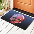 thumbnail image 1 of Pink Grateful Skull Green Dead Eyes Door Mat, Non-Slip Machine Washable Area Rugs Doormat, 36" x 24", 1 of 6