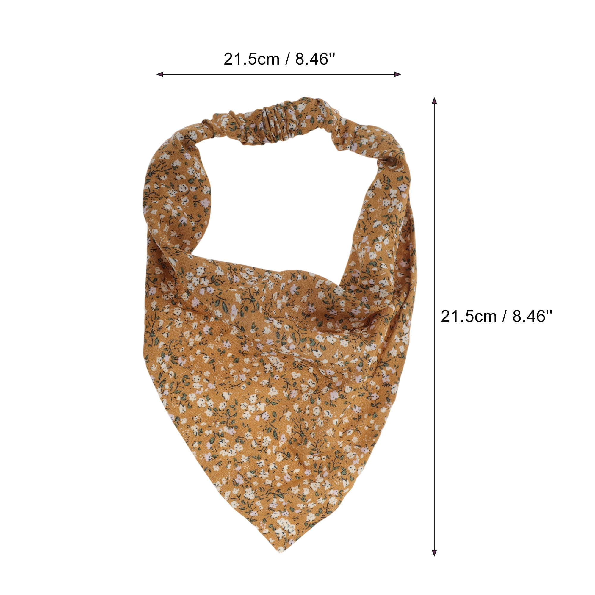 Unique Bargains Stylish Ditsy Floral Elastic Headwrap Brown 8.46"x8.46"