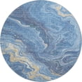 thumbnail image 2 of Addison Rugs Mayfield Premium Machine Washable Transitional Abstract Blue Round Rug, 8' X 8' Machine Washable Transitional Abstract Blue Oversized Sherpa Throw Blanket, 2 of 6