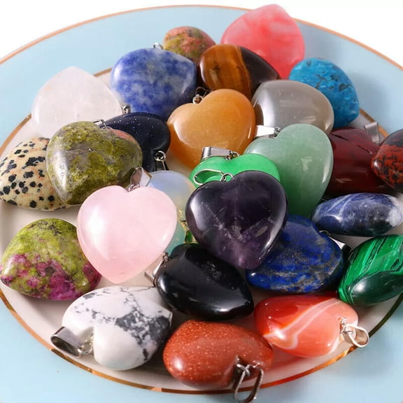 K-KED 20pcs 25mm Big Natural Quartz Crystal Stone Heart Pendant for Delicate Jewelry Making