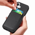 thumbnail image 5 of Dteck Detachable Back Cover for iPhone 16 with Card Holder, Magnetic Wallet Pocket Carbon Fiber Texture PU Leather Slim Phone Case, Black, 5 of 12
