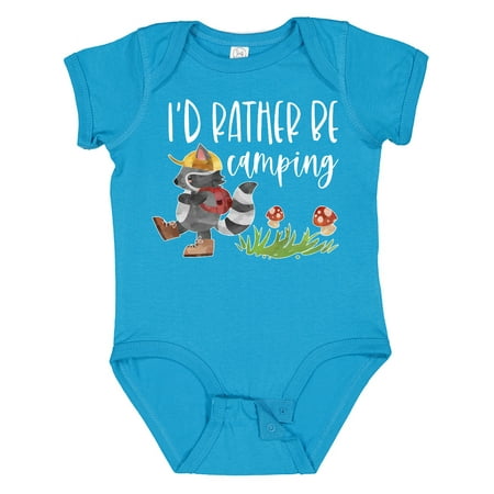 

Inktastic I d Rather Be Camping- Raccoon with Backpack Gift Baby Boy or Baby Girl Bodysuit