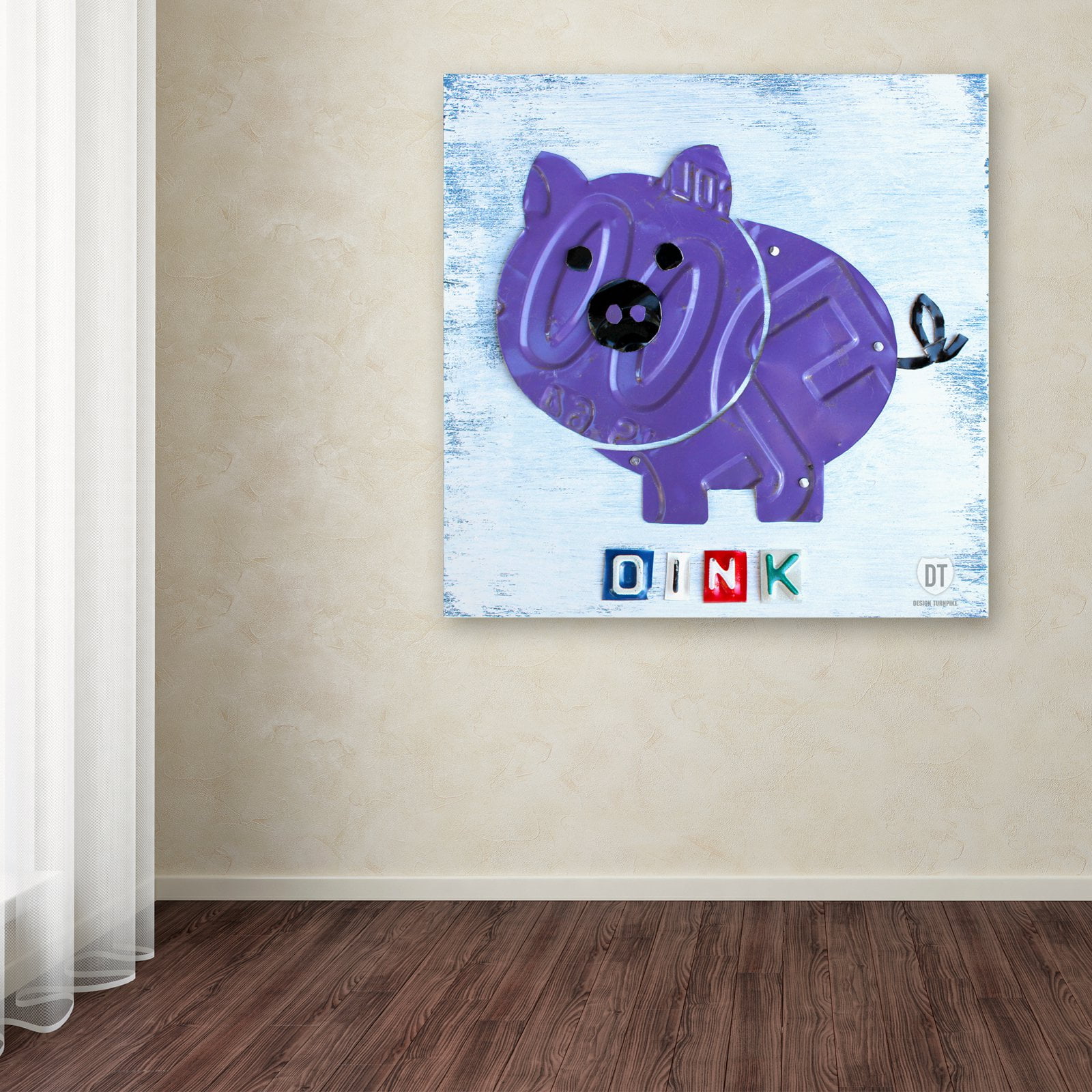 Trademark Fine Art 'Oink the Pig' Canvas Art by Design Turnpike, White Matte, Black Frame