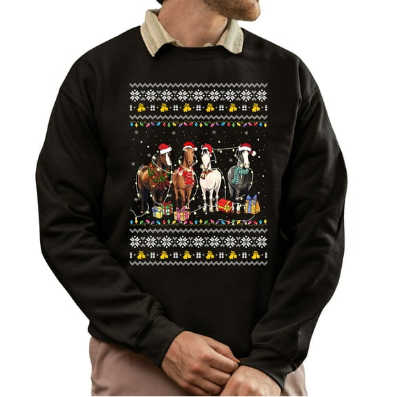 Funny Ugly Xmas Sweater, Horse Lovers Christmas Sweatshirt, Cute Horses Ugly Christmas Sweater