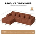 thumbnail image 4 of Hawsaiy 111" L-Shaped Corduroy Modular Sectional Sofa with Chaise, Deep Seat Foam Couch with Removable Pillows, No Assembly, Dark Brown, 4 of 9