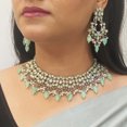 thumbnail image 3 of Efulgenz Turquoise Green Bohemian Indian Oxidized Vintage Bridal Sets Faux Pearl Kundan Choker Necklace Earrings & Head Chain Fashion Statement Jewelry set for Women, 3 of 10